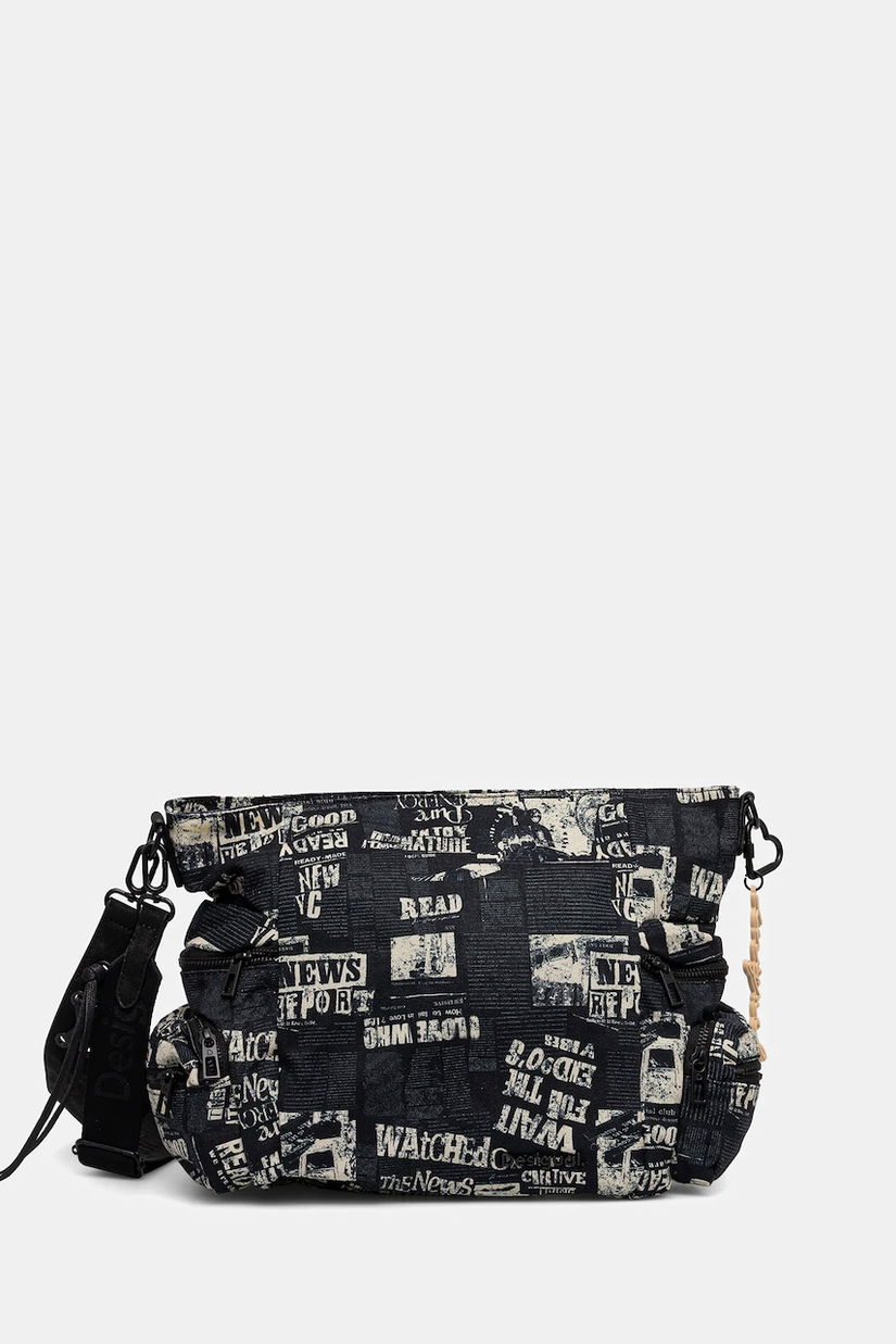 Desigual geantă NEWSPAPER ARICA culoarea negru, 25WAXA20