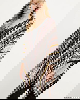 Missoni poncho din lână culoarea maro, light, 9P4EWMDA232