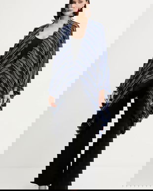 Missoni poncho de lână culoarea bleumarin, MA9EWODA413