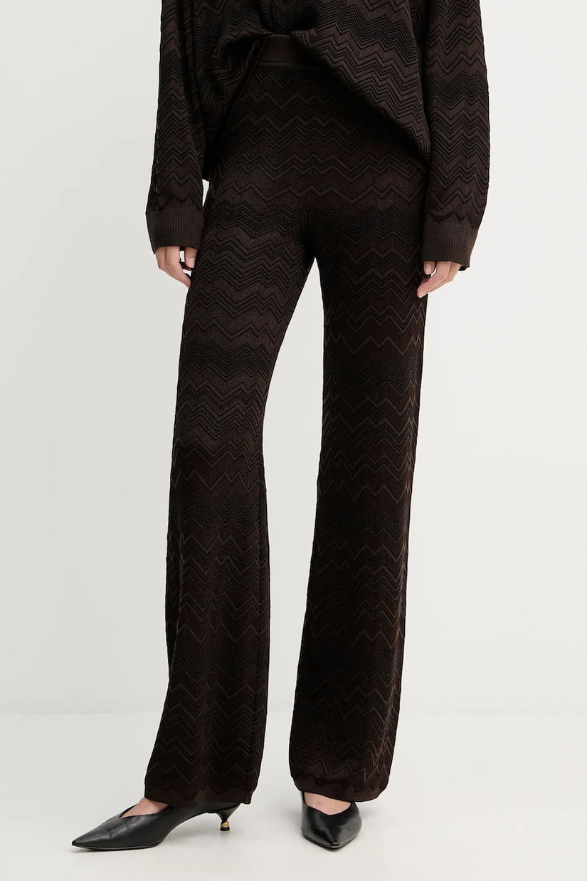 Missoni pantaloni din lână culoarea maro, drept, high waist, DS25WI0J.BK01CP