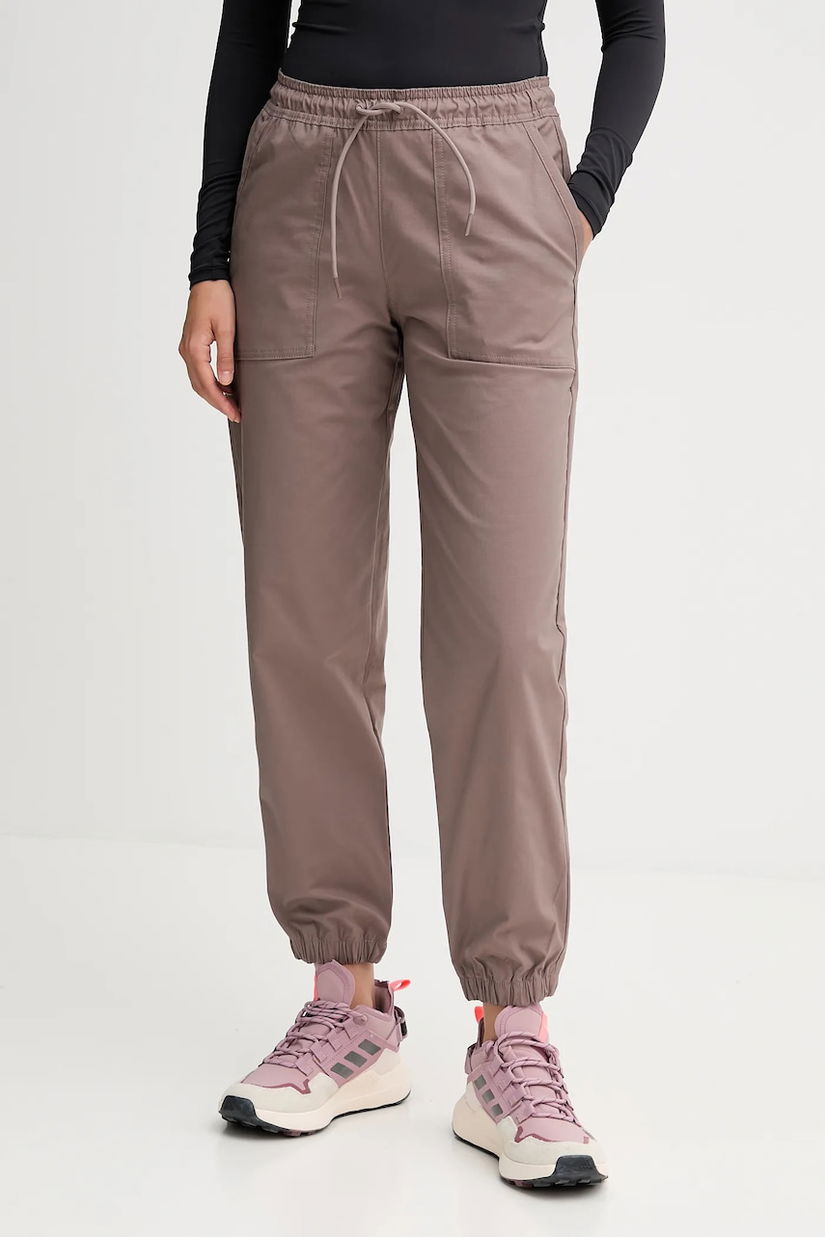 Columbia pantaloni ROC Ripstop culoarea maro, high waist, 2135771