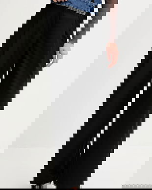 Desigual pantaloni din lână DENIMWAIST culoarea negru, 25WWPW03