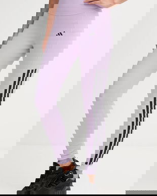 adidas Performance leggins de antrenament Optime 3-Stripes culoarea violet, cu model, JX7323