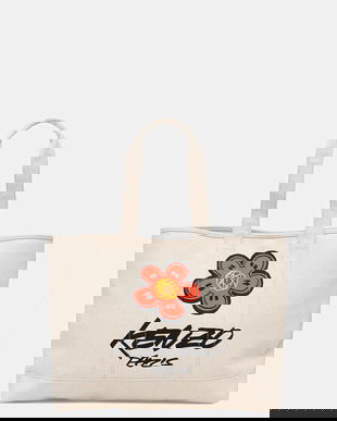 Kenzo geantă de bumbac culoarea bej, FF68SA911F36