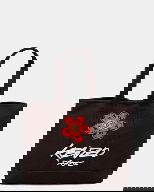 Kenzo geantă de bumbac culoarea maro, FF68SA911F36