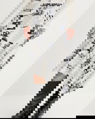 Desigual fustă BREAKING NEWS culoarea bej, 25WWFK07