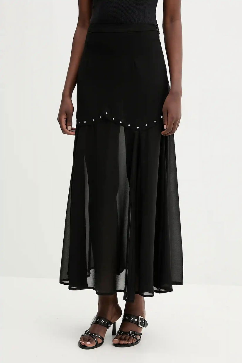 Never Fully Dressed fustă culoarea negru, maxi, evazati, NFDSK736