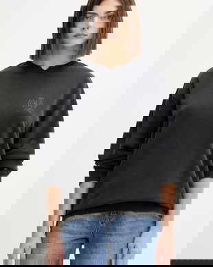 Tommy Jeans hanorac de bumbac culoarea negru, cu imprimeu, DW0DW21586