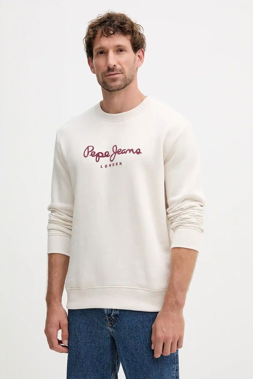 Pepe Jeans bluză culoarea bej, cu imprimeu, PM5800011