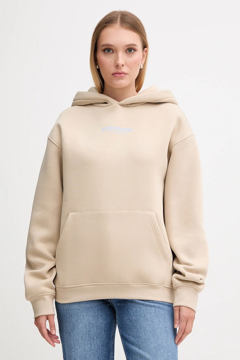 Alpha Industries bluză culoarea bej, cu glugă, cu imprimeu, 156042.627