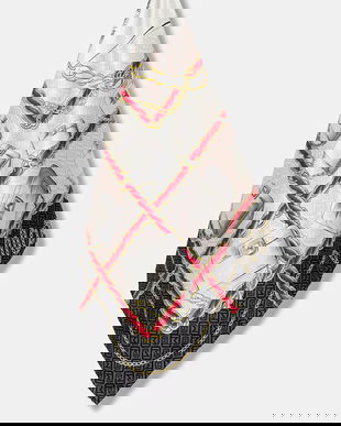 Marella eșarfă de mătase culoarea alb, cu model, 2523546076200