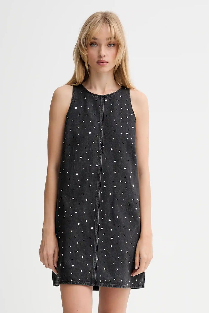 Levi's rochie jeans culoarea gri, mini, evazati, 003NO