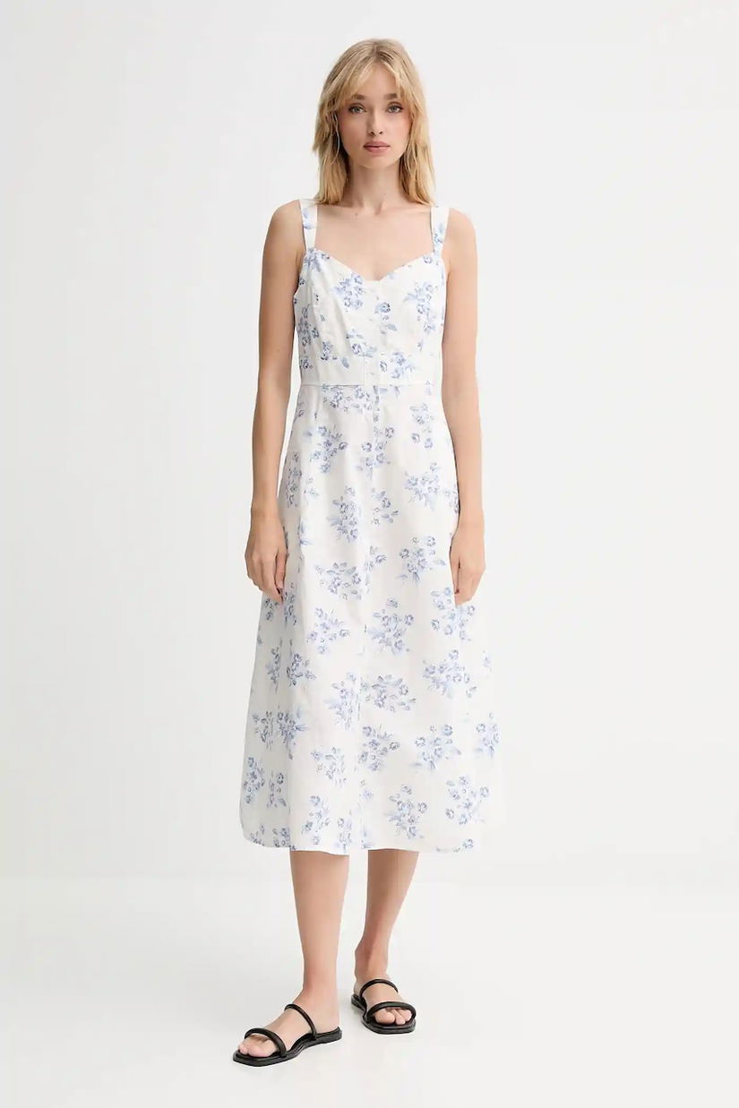 Levi's rochie din bumbac culoarea alb, midi, evazati, 003PR