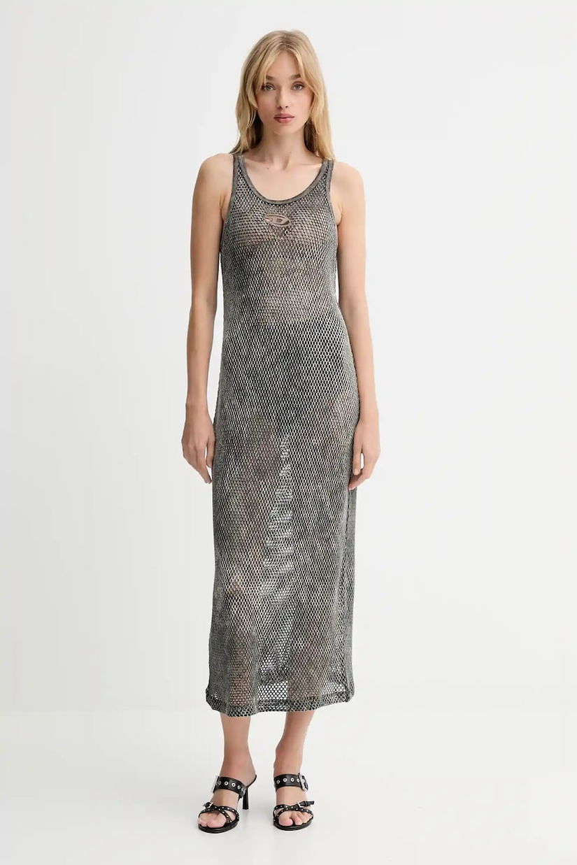 Diesel rochie din bumbac MAEVE-UTLT culoarea gri, maxi, drept, A18534.0HGBA