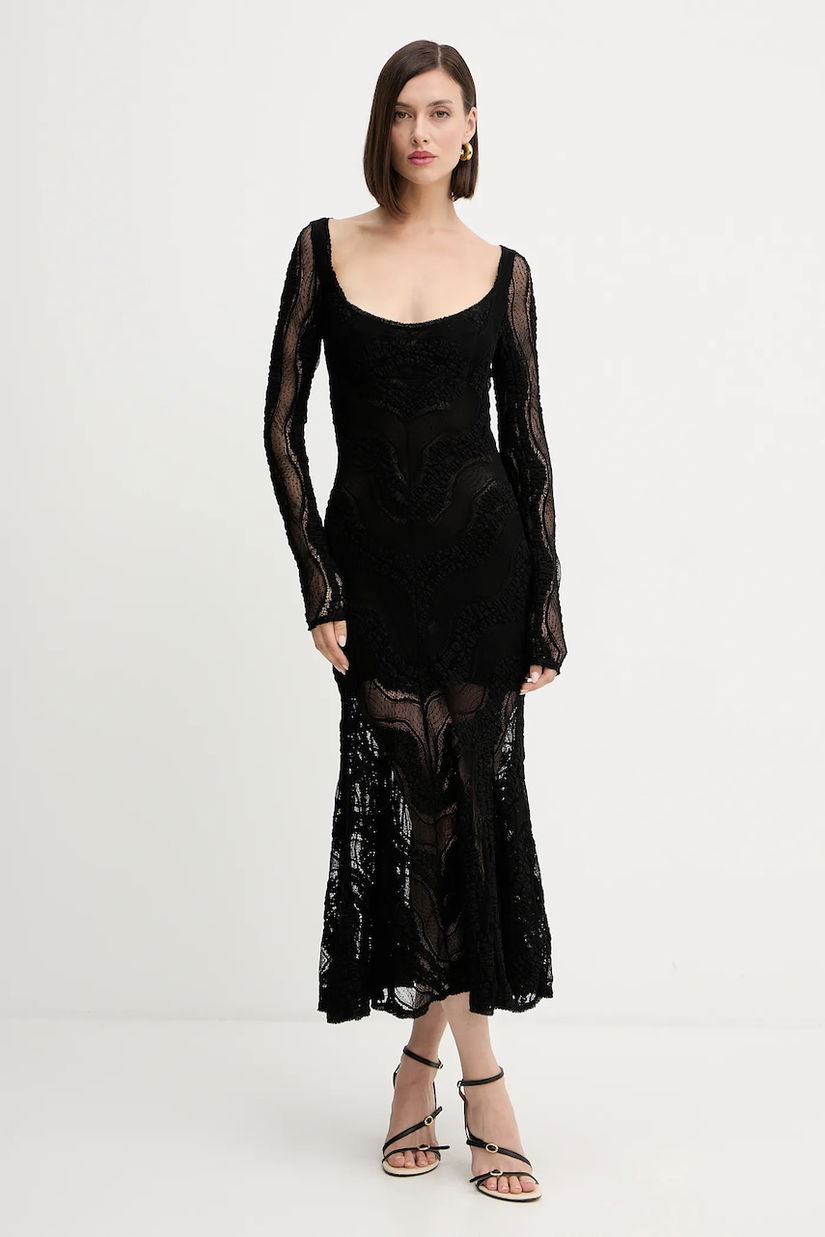 Charo Ruiz Ibiza rochie culoarea negru, maxi, evazati, 257610