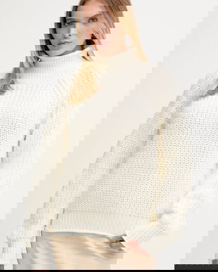 Marc Aurel pulover culoarea bej, cu guler, 8014-8000-82084