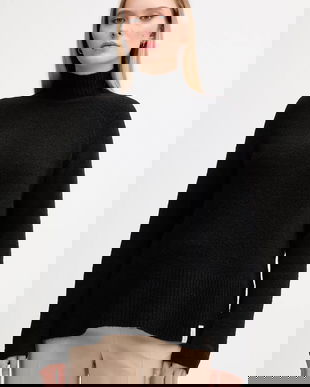 Gaudi pulover culoarea negru, cu guler, 521FD53011