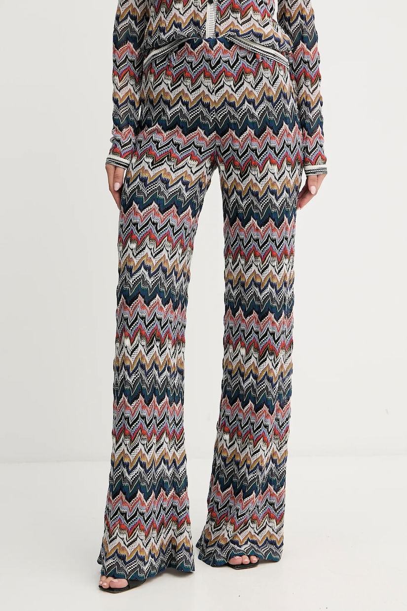 Missoni pantaloni din lână culoarea violet, evazati, high waist, DS25WI0Q.BR012F