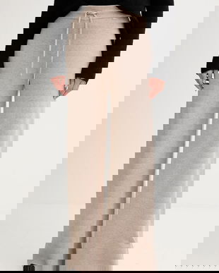 Gaudi pantaloni culoarea bej, lat, high waist, 521FD23002