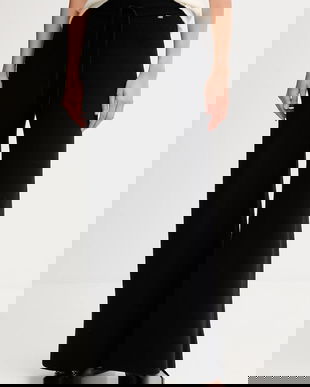 Gaudi pantaloni culoarea negru, lat, high waist, 521FD23002