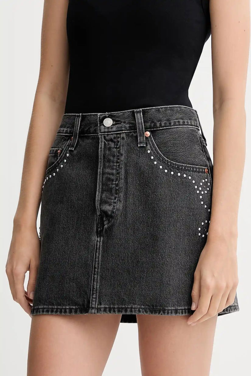 Levi's fustă jeans culoarea gri, mini, drept, A4694