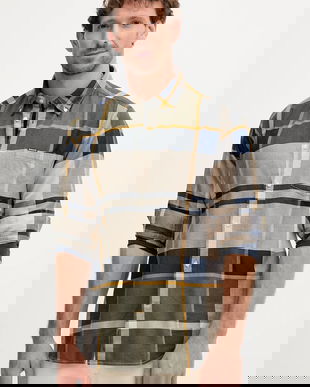 Barbour cămașă din bumbac DUNOON culoarea verde, cu guler button-down, regular, MSH4980