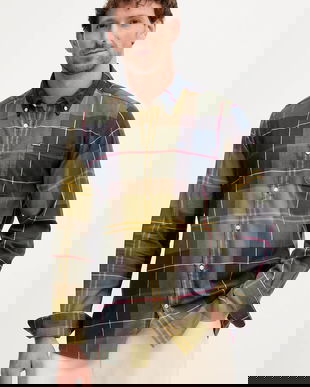 Barbour cămașă din bumbac GLENDALE culoarea verde, cu guler clasic, regular, MSH4992