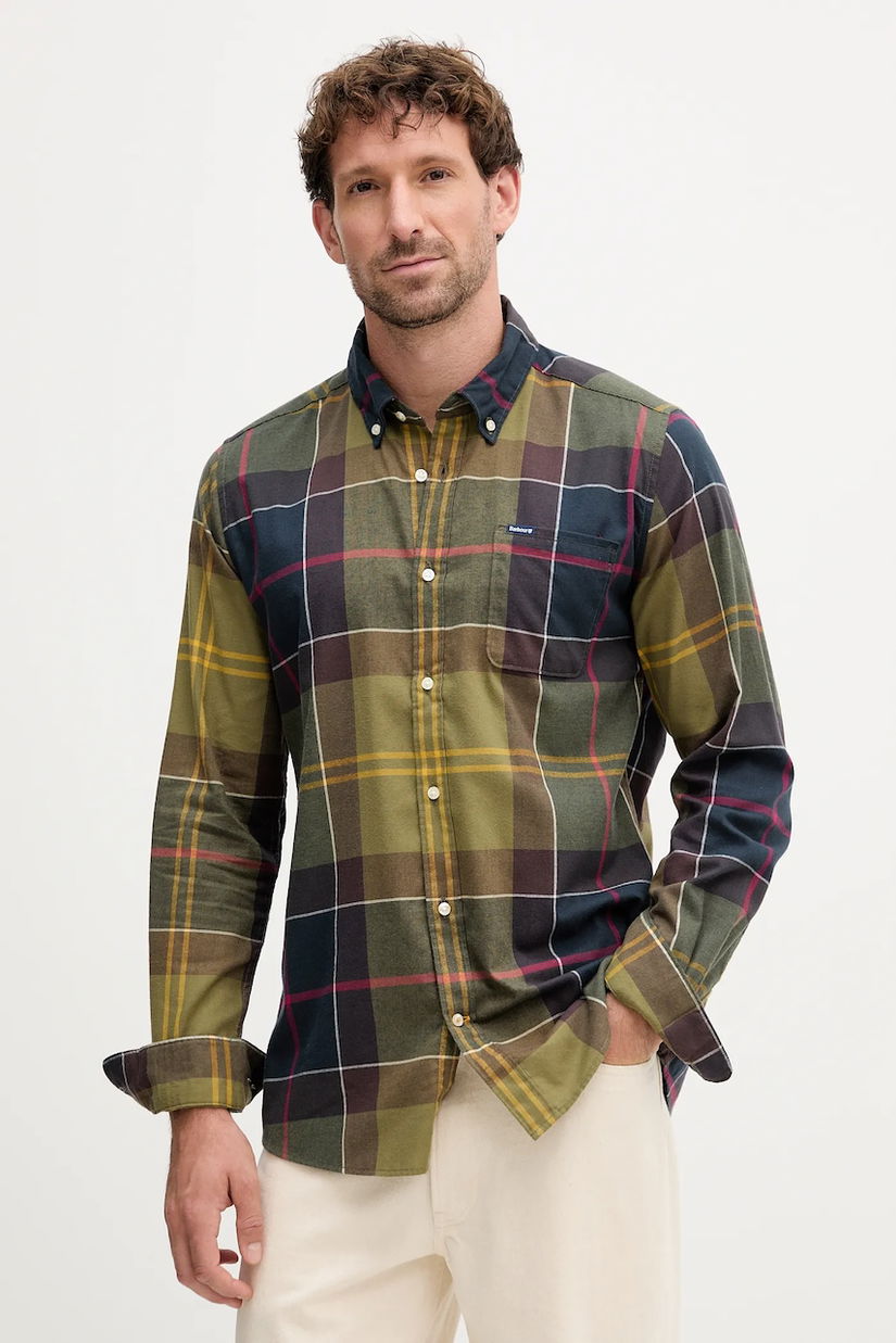 Barbour cămașă din bumbac GLENDALE culoarea verde, cu guler clasic, regular, MSH4992