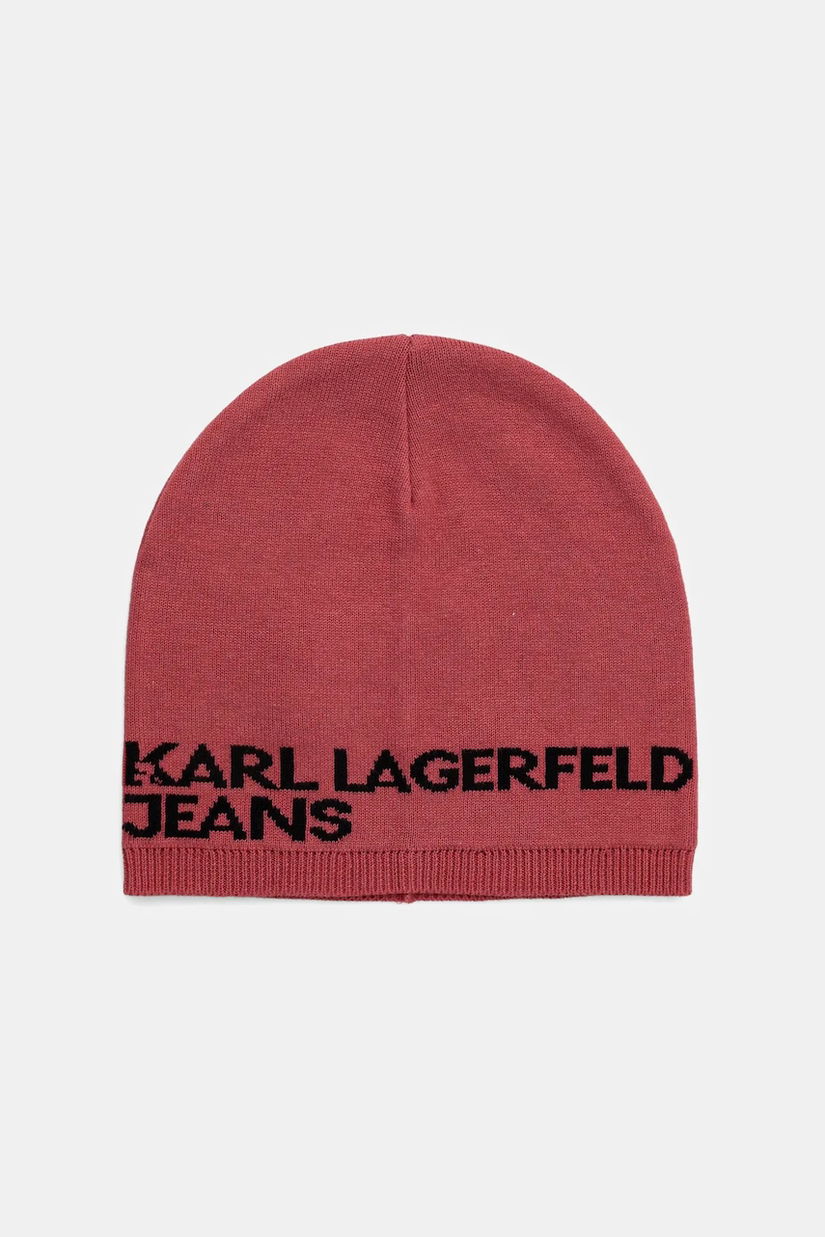 Karl Lagerfeld Jeans căciulă din bumbac culoarea portocaliu, A3W33109