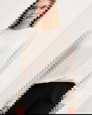 Gaudi bluză culoarea bej, uni, 521FD45032