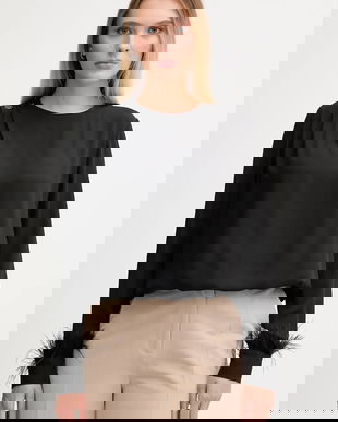 Gaudi bluză culoarea negru, uni, 521FD45032