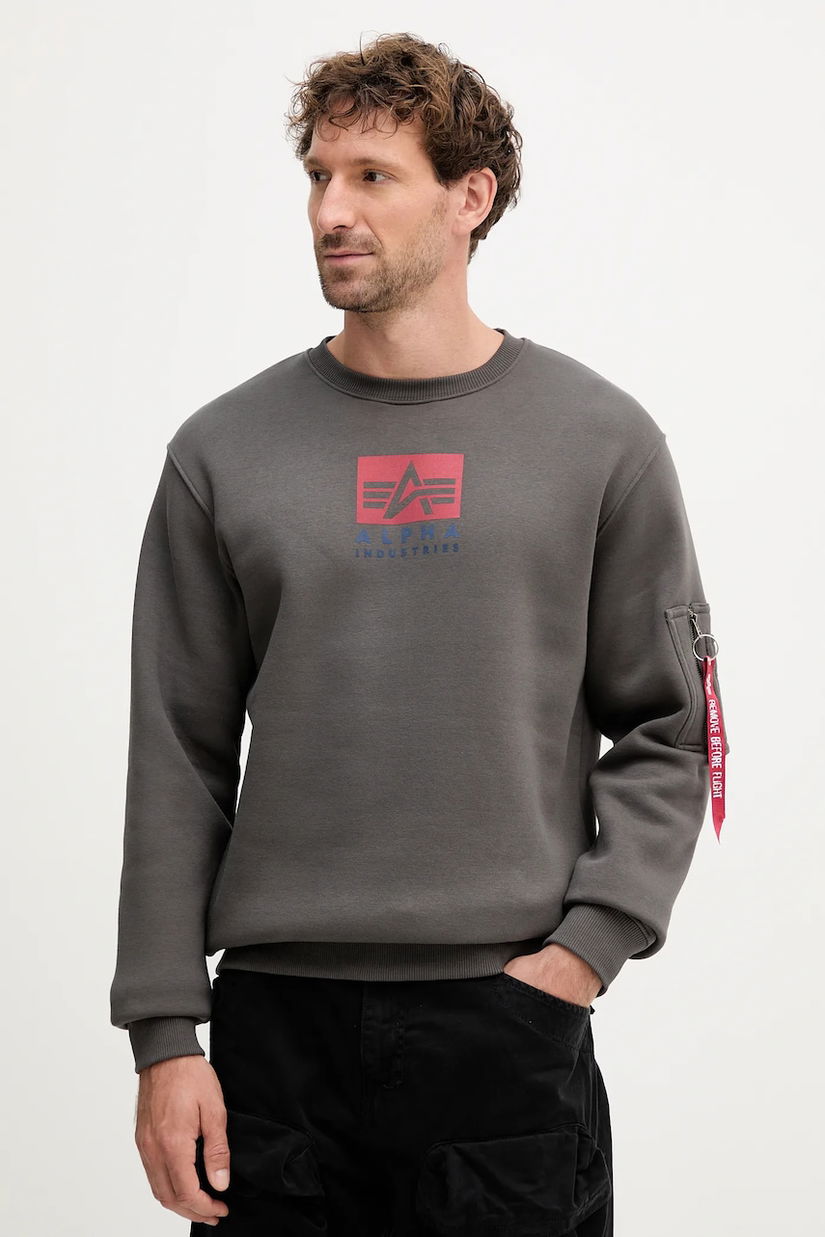 Alpha Industries bluză culoarea gri, cu imprimeu, 148311.684
