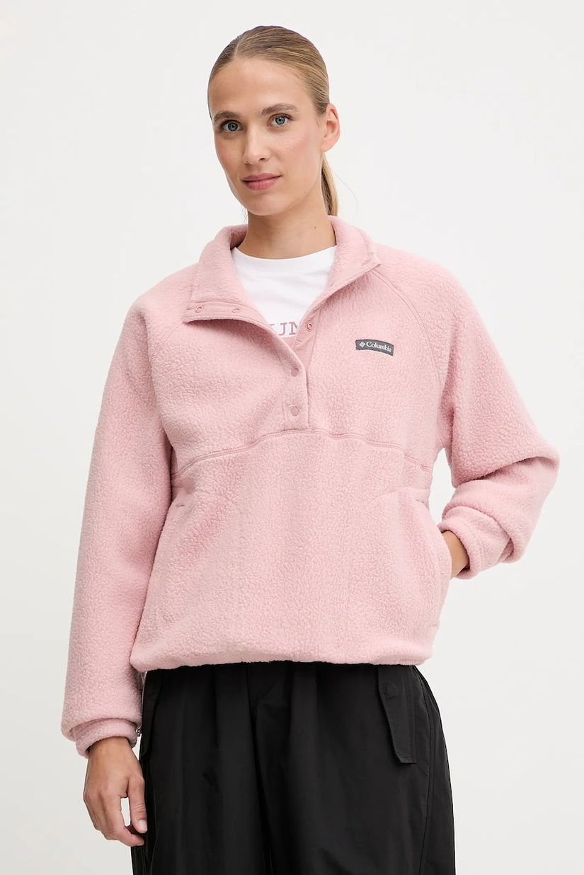 Columbia hanorac fleece Jasper culoarea roz, uni, 2142381