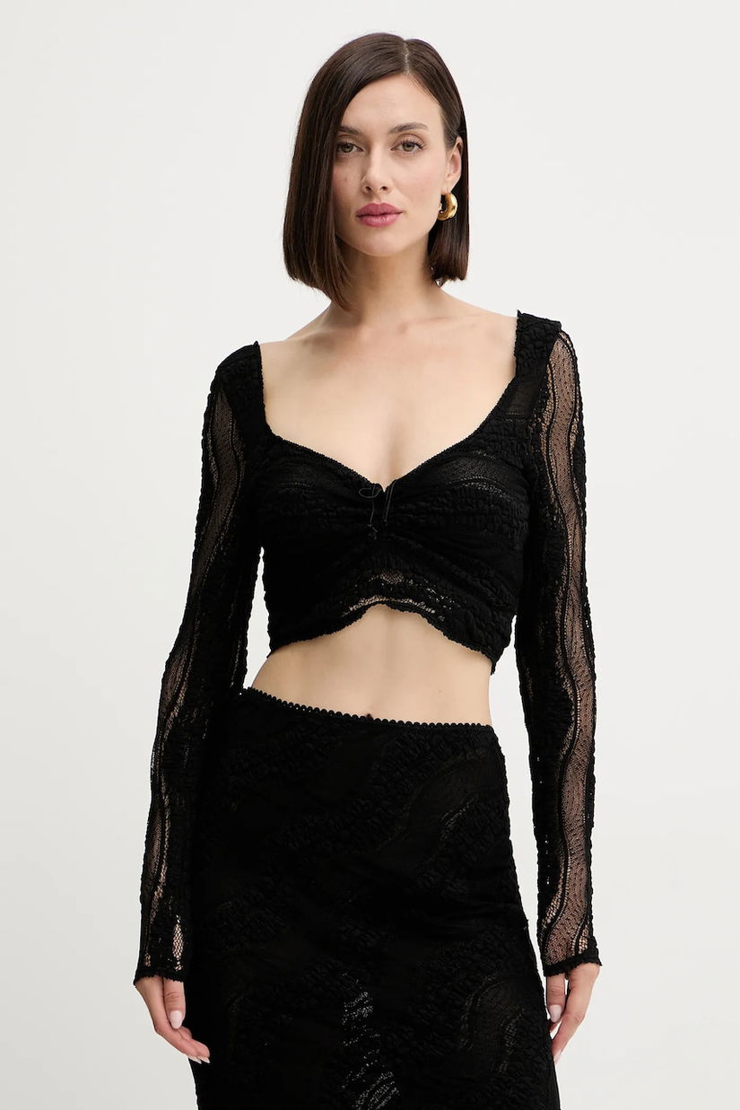 Charo Ruiz Ibiza bluză culoarea negru, uni, 257101