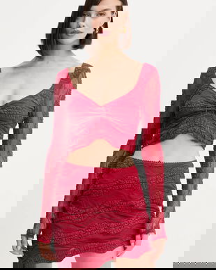 Charo Ruiz Ibiza bluză culoarea rosu, uni, 257101