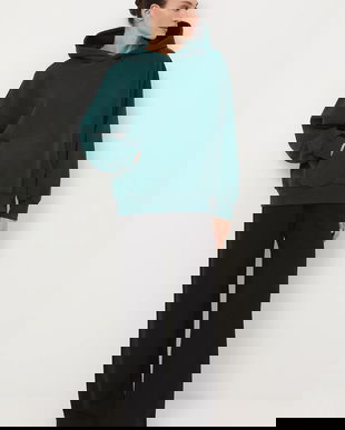 Medicine bluză culoarea verde, cu glugă, uni