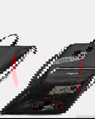 Desigual rucsac MICKEY ROCK PRETORIA culoarea negru, mic, cu imprimeu, 25WAKP01