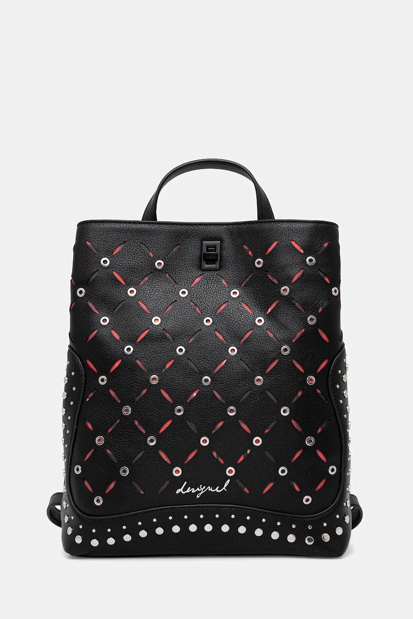 Desigual rucsac YANKEE METAL PATCH S culoarea negru, mic, cu imprimeu, 25WAKP15