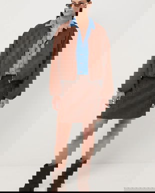 Medicine fustă culoarea bej, mini, drept