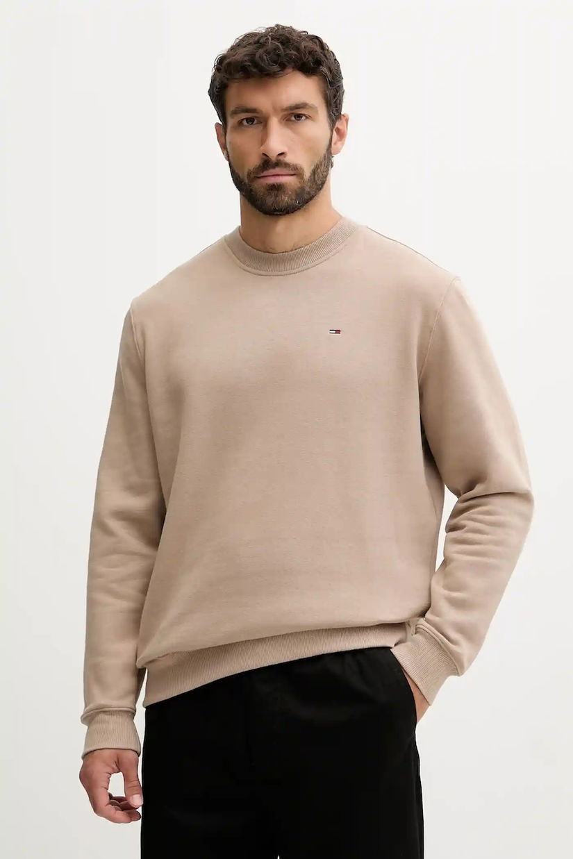 Tommy Jeans bluză culoarea bej, uni, DM0DM20741