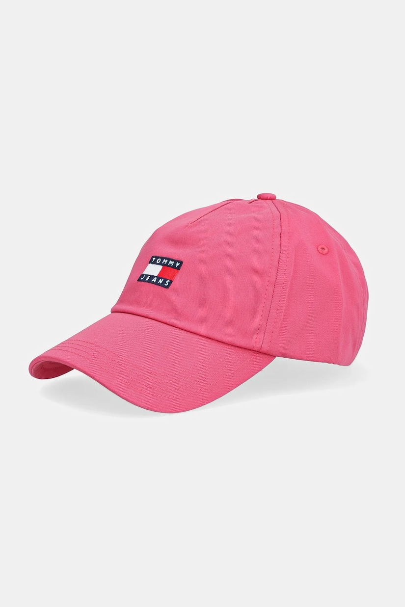 Tommy Jeans șapcă de baseball din bumbac culoarea bej, cu imprimeu, AW0AW16991