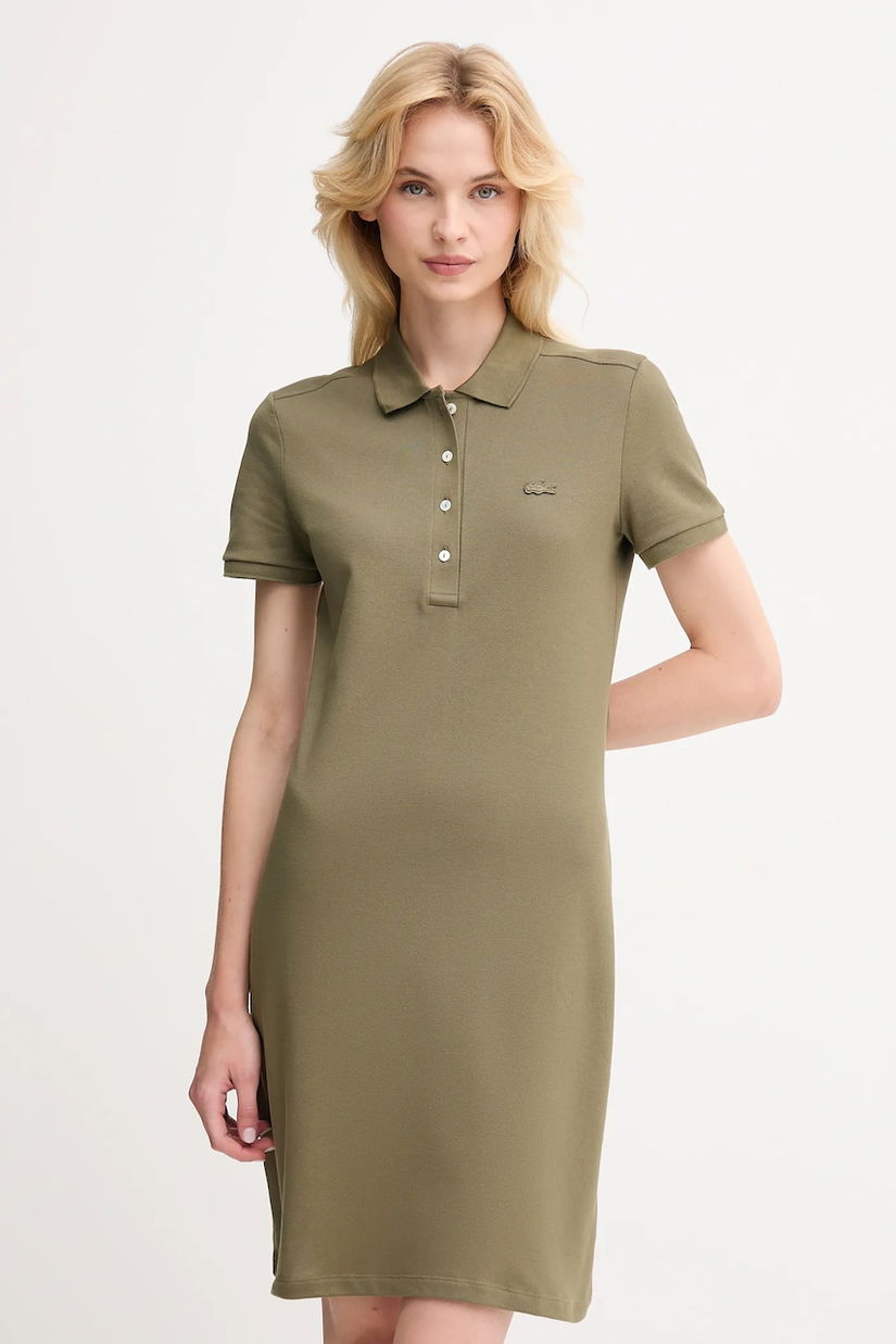 Lacoste rochie culoarea verde, mini, drept