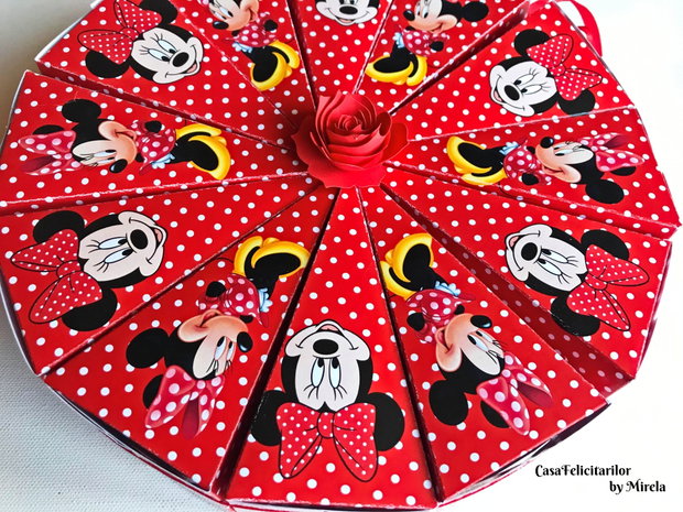 Cutii marturii botez  Minnie mouse rosie