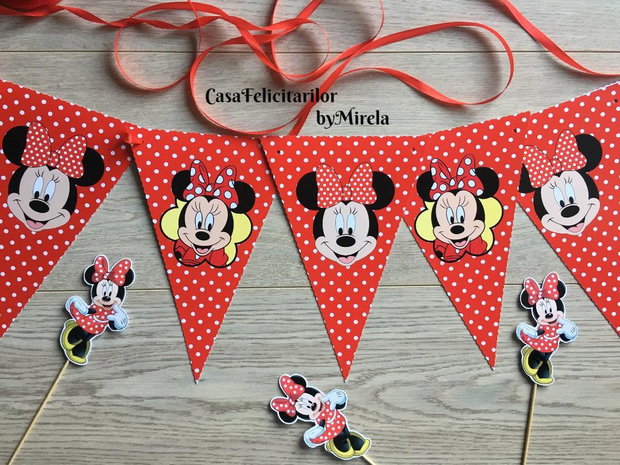 Cutii marturii botez  Minnie mouse rosie