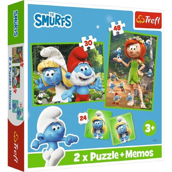 Puzzle 2 in 1 + Memos. Strumfii si prietenii lui