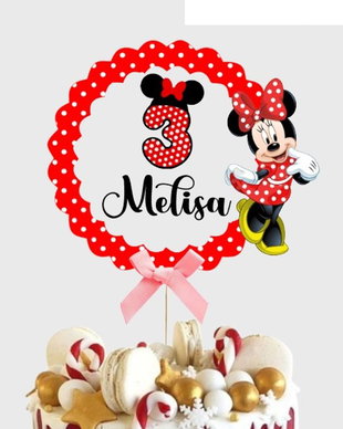 Topper tort Minnie mouse personalizat cu nume si cifra