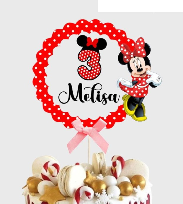 Topper tort Minnie mouse personalizat cu nume si cifra