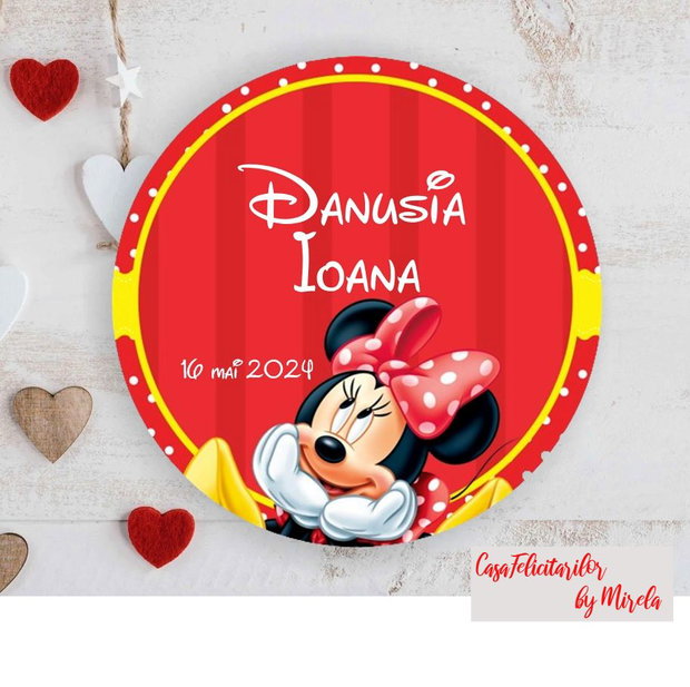 Topper tort Minnie mouse personalizat cu nume si cifra