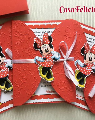 Invitații botez fetițe Minnie Mouse