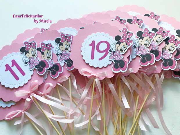 Toppere candy bar Minnie Mouse roz